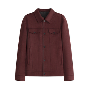 【拒水白鹅绒服】霞湖世家90绒仿麂皮绒羽绒服男工装口袋夹克112