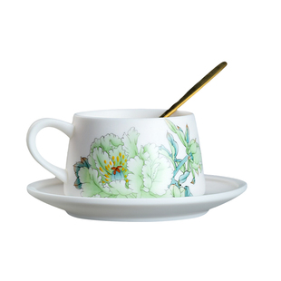 妙莲天香庄晓明大师手绘玉笑珠香羊脂玉瓷咖啡杯高档精致陶瓷茶杯