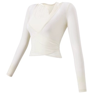 瑜伽服上衣女新款带胸垫运动上衣气质显瘦罩衫普拉提训练健身长袖