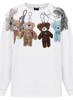 潮牌时尚白色长袖T恤男女同款