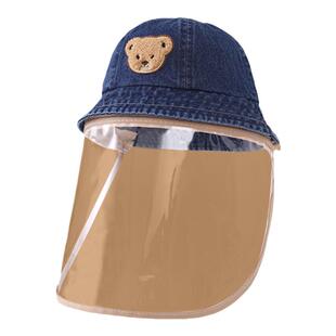 婴儿帽子秋冬季男女童防护帽面部罩隔离儿童渔夫帽男女宝宝防飞沫