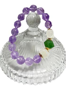 天然紫色水晶手链紫水晶女