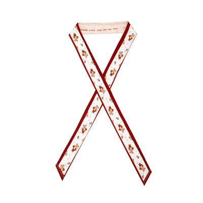 双面细窄长条红色绑包法式小丝巾