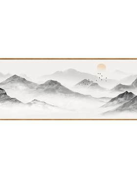 新中式禅意山水装饰画客厅靠山图
