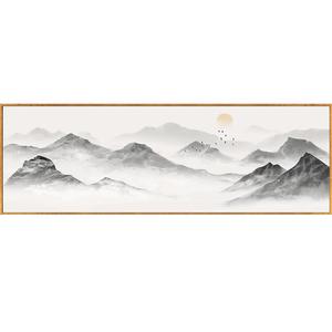 新中式挂画客厅靠山图装饰画茶室背景墙床头壁画办公室字画山水画