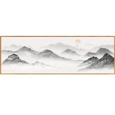 新中式禅意山水装饰画客厅靠山图