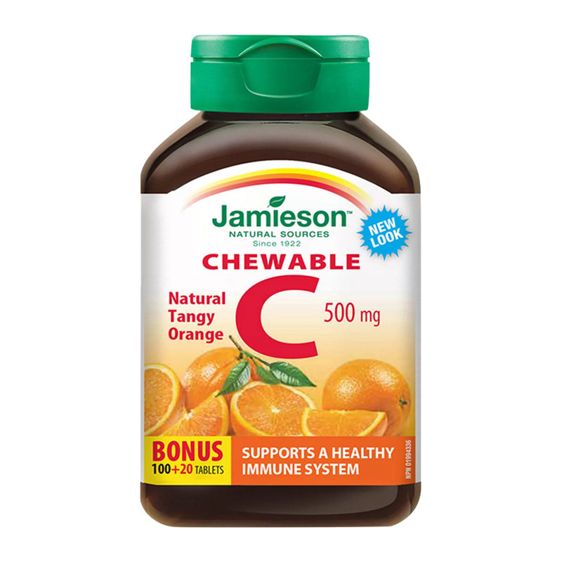 Jamieson健美生维生素C咀嚼片500mg香橙味120片加拿大进口