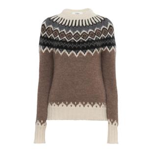 【限时折扣】Chloe蔻依 民族风羊毛针织修身费尔岛毛衣