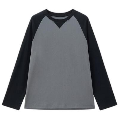 Giordano长袖撞色插肩袖T恤纯棉