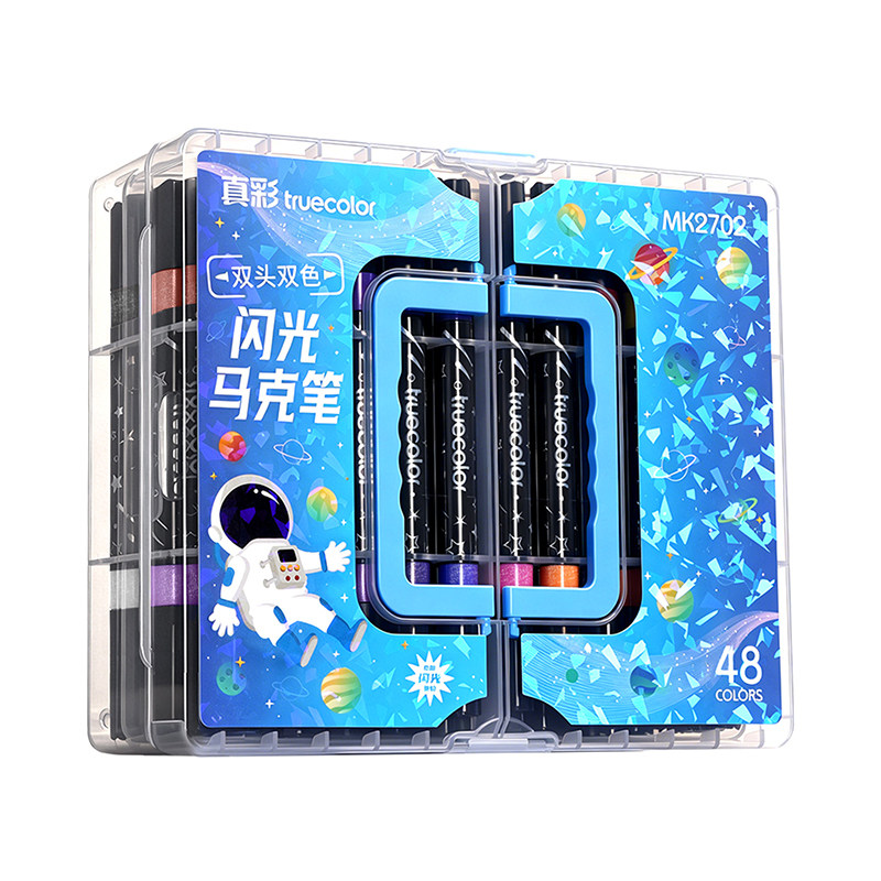 双色闪光马克笔软头水彩笔可水洗