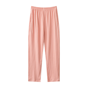 全棉100%纯棉睡裤女长裤夏季薄款宽松直筒大码可外穿春秋家居裤子