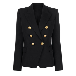 2026春季新款高品质狮子头双排扣修身显瘦黑白职业女神西装外套女