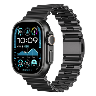 适用苹果手表新款Ultra3金属表带男applewatchS9/8/智能运动腕带iwatchS10/S11不锈钢Ultra2/1便捷磁吸扣耐用