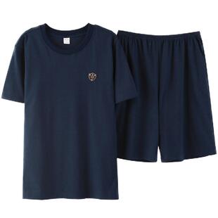 中老年男士睡衣夏季纯棉短袖睡衣大码夏天薄款中年男式家居服套装