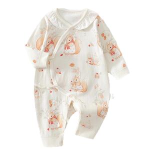 春季新品婴儿连体衣春秋新生儿和式连身衣纯棉宝宝爬服婴儿衣服