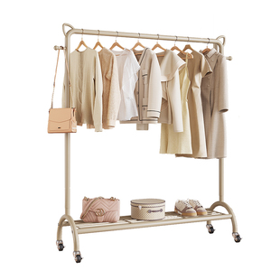 带轮晾衣架落地式卧室内挂衣架移动阳台家用简易晒衣服收纳置物架