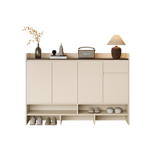 中古奶油风入户门口家用鞋柜矮柜玄关柜一体靠墙小户型客厅储物柜