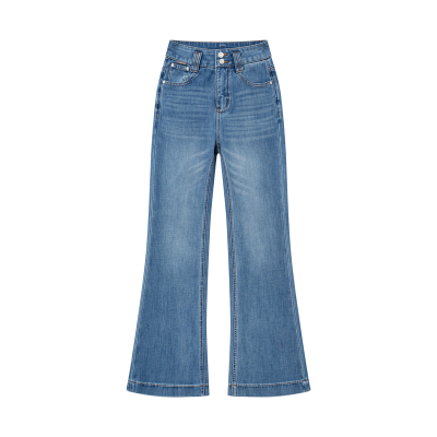 雾影蓝·牛仔裤女2026新款微喇裤直筒裤简约休闲时尚早春季春秋款