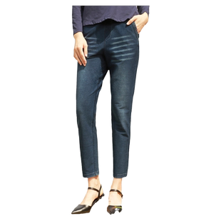 葵牌中老年春秋牛仔裤老人裤妈妈高腰长裤老太太宽松大妈直筒裤