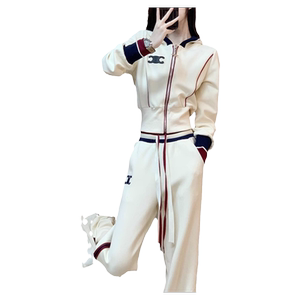 时尚运动套装女2024年秋冬新款减龄洋气潮连帽拉链卫衣休闲两件套