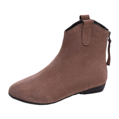 软底平底绒面短靴女春秋单靴