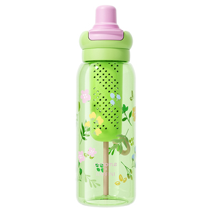 可可萌儿童水杯吸管杯学生专用便携防摔直饮杯子春日花花杯水壶新