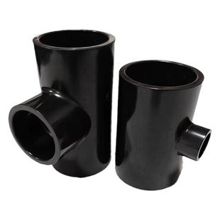 纯黑色UPVC变径三通鱼缸水族专用黑色大小异径三通20 25 32 40 50