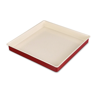 包邮 28cm中国红正方形浅烤盘瑞士蛋糕卷牛轧糖雪花酥饼干方烤盘