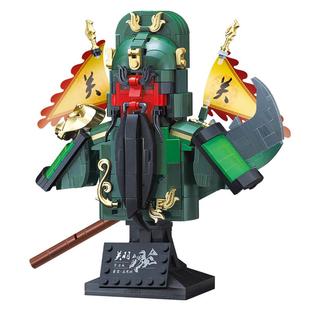 迪库积木国潮玩具三国演义五虎将胸像关羽黄忠英雄侠头雕拼装模型