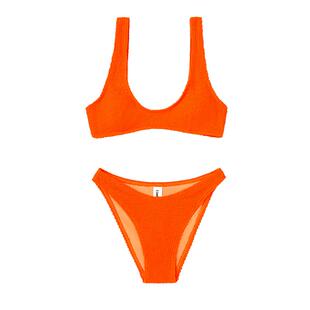 Limone新款设计感欧美橘色性感比基尼分体泳衣泳装海边度假高级感