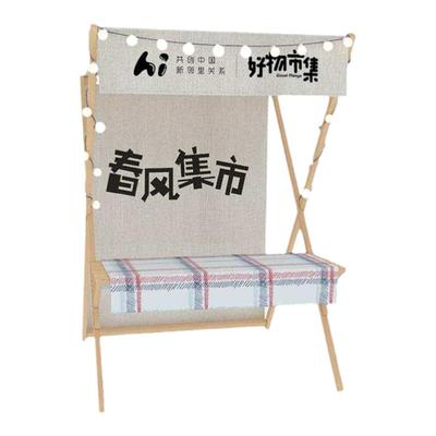 移动货架夜市摆摊市集促销架木质顶棚货架折叠木架集市摊位展示架