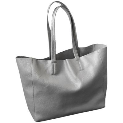 欧美新款简约百搭横款银色托特包