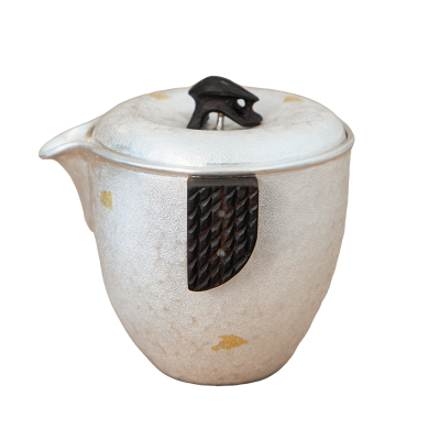 纯银时代洒金手抓银壶旅行茶具