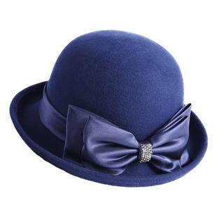 布塔帽子女秋冬小礼帽小沿羊毛呢帽优雅毛呢帽子英伦名暖逛街盆帽