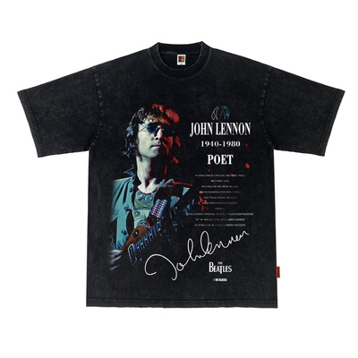 约翰列侬重磅洗水纯棉短袖T恤