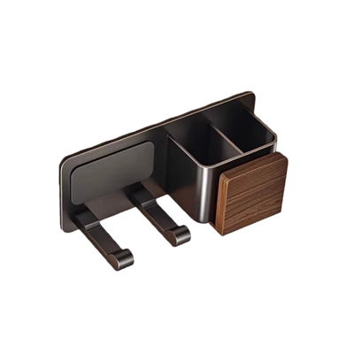 胡桃木免打孔吹风机置物架