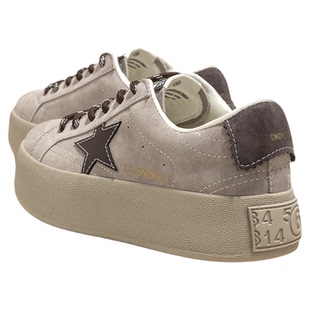 复古厚底星星板鞋女款2026新款春季百搭内增高德训鞋真皮小白鞋子