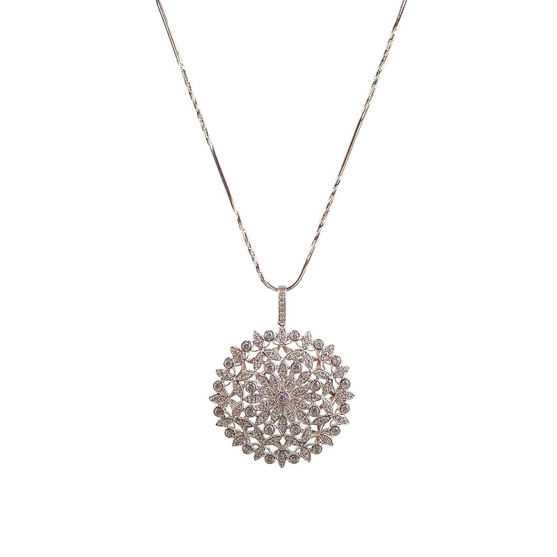 唯美百搭优雅花朵锆石晚礼服项链