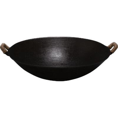 臻三环无涂层老式双耳精炼铸铁锅