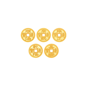 明牌珠宝五帝钱币摆件 足金999铜钱转运珠小金币工艺品AFQ0149