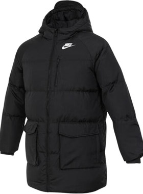 Nike/耐克正品冬季大童保暖运动连帽中长款羽绒服HQ7162-010