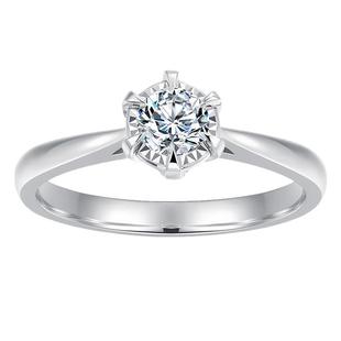 【婚戒定制】莱绅通灵 倾心经典简约四六爪钻石戒指18k金婚戒钻戒