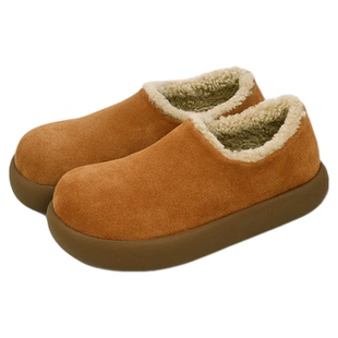 日本Angelcocoa厚底软萌牛反绒勃肯鞋女皮毛一体毛绒暖脚低帮女