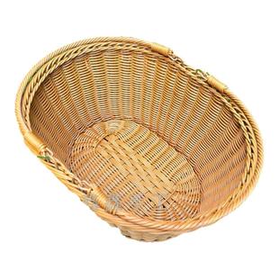 野餐篮子ins户外春游仿藤编大号手提篮买菜购物篮网红田园采摘篮