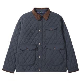 RL秋冬季老钱美式复古菱形格保暖猎装夹克男棉衣外套刺绣章巴恩风