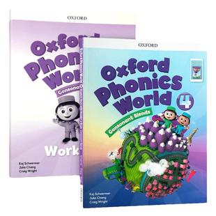 新版Oxford Phonics World 4级别 主课本+练习册含APP 牛津自然拼读教材 原版 少儿英语拼读世界OPW四级别学生书套装辅音组合教材