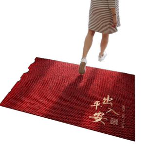 红色新年喜庆地垫入户门垫除尘防滑菠萝纹门毯玄关大门口进门脚垫