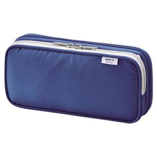 日本LIHIT LAB.喜利 SMART FIT 双层拉链笔袋 大容量商务学习文具盒笔筒