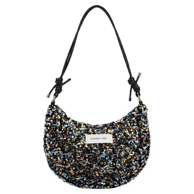 小众时髦紫金亮片牛仔百搭女包