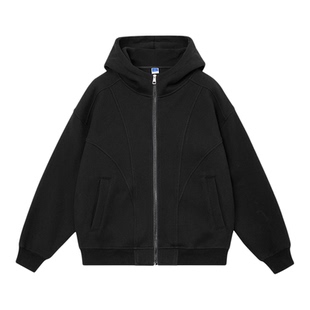 悟空有货美式复古短款开衫连帽卫衣男女潮牌解构boxy休闲运动外套